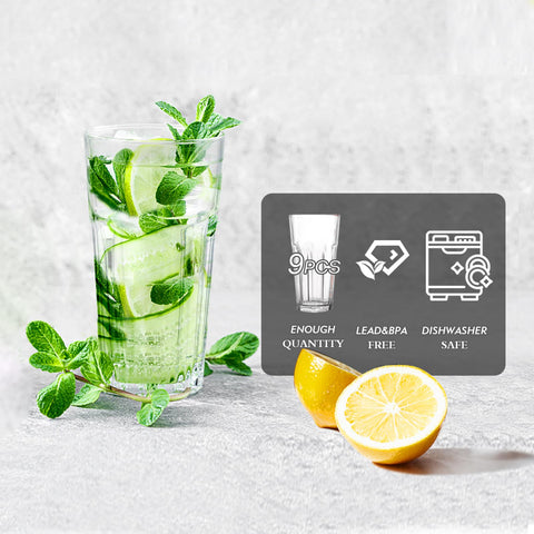 Etolies clear glassware ideal for water, juice, cocktails and more