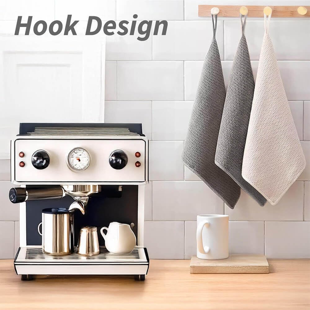 EubooTree towel on stainless steel surface, gentle cleaning without scratches.