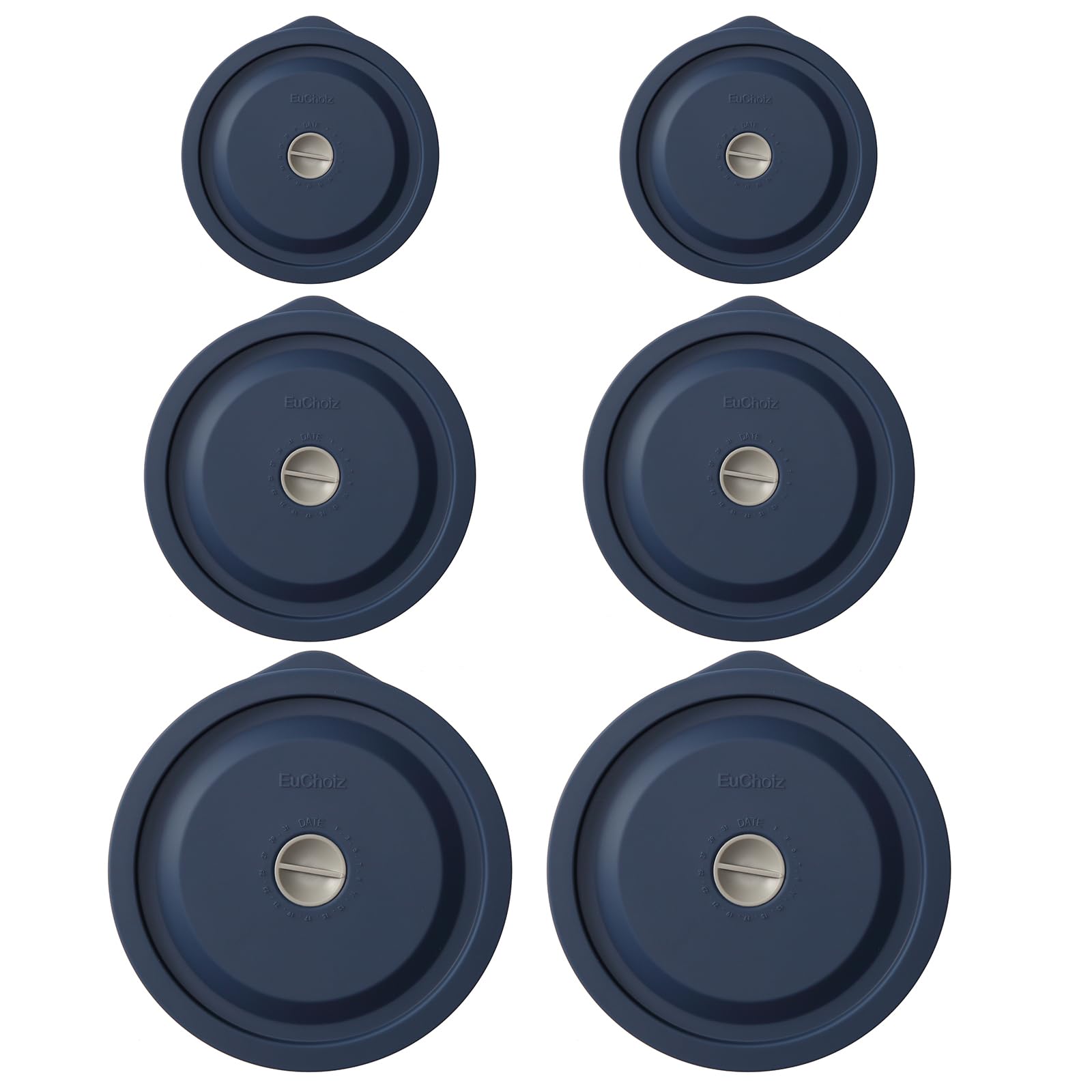 EuChoiz Pyrex 2-cup lid in dark blue with airtight seal.