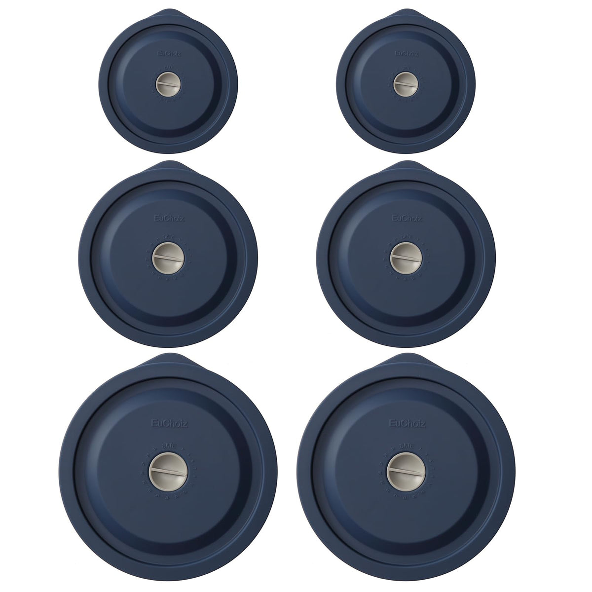 EuChoiz Pyrex 2-cup lid in dark blue with airtight seal.