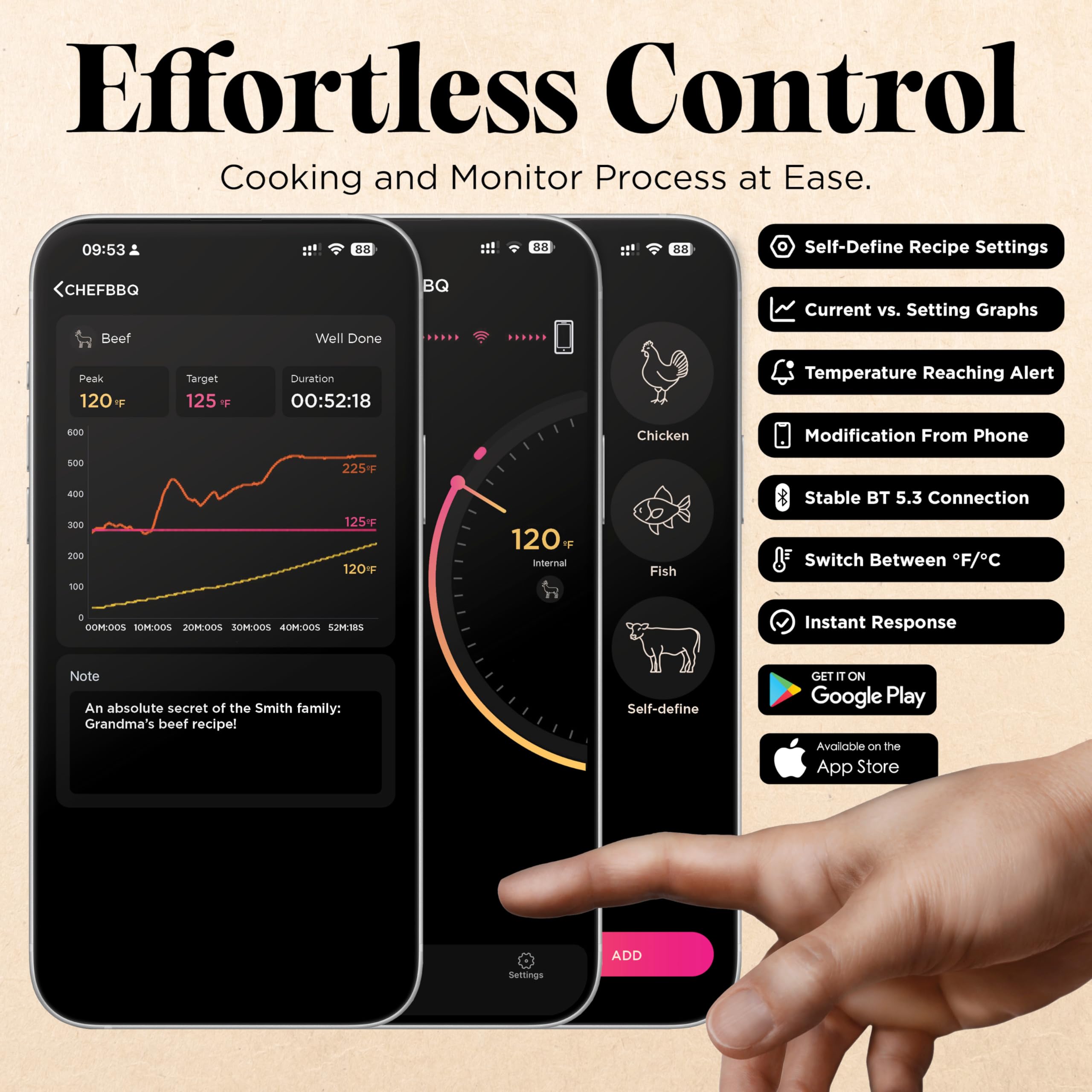 Euflora wireless thermometer in outdoor setup for barbecues and smokers