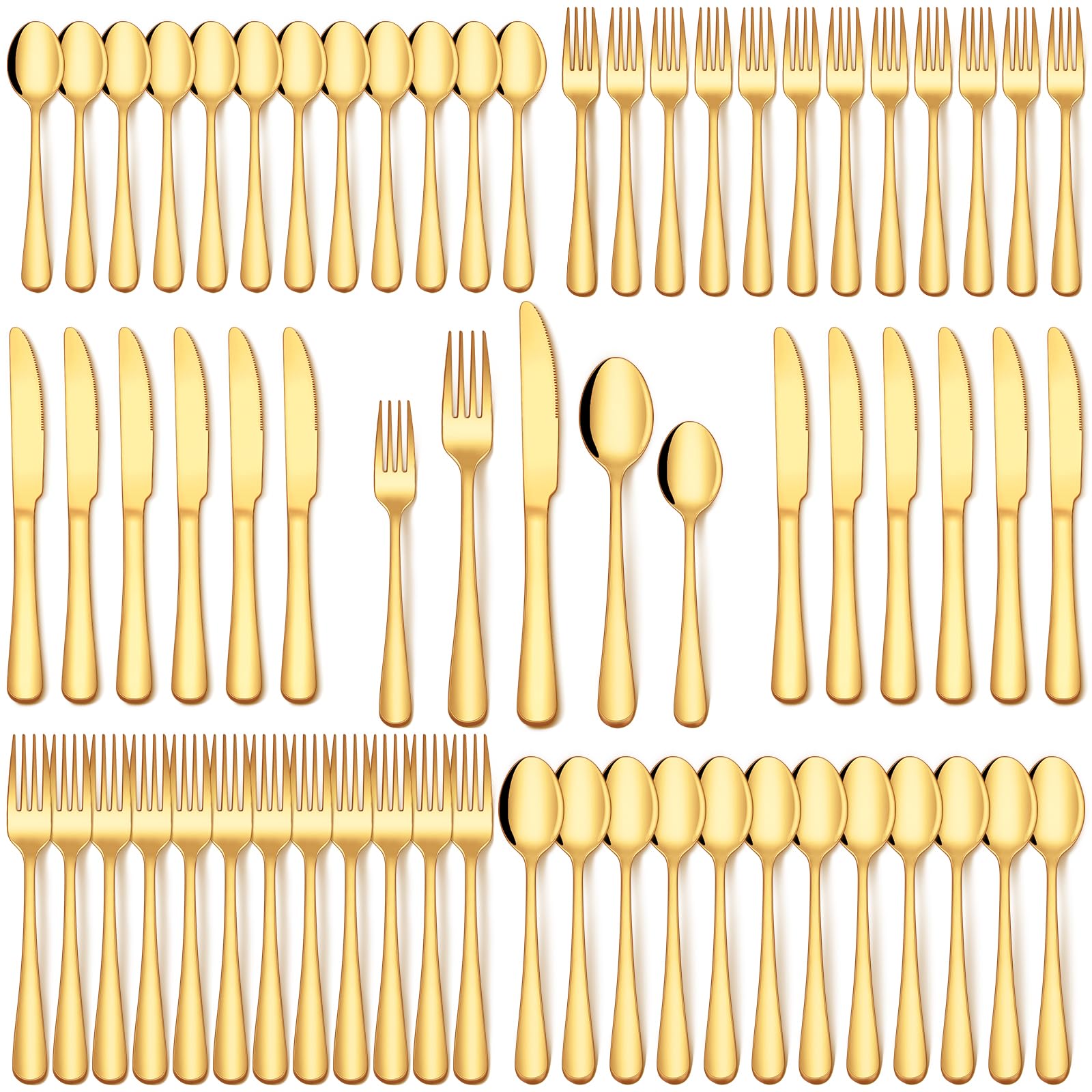 EUIRIO gold silverware set with 12 dinner forks for elegant family meals