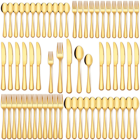 EUIRIO gold silverware set with 12 dinner forks for elegant family meals