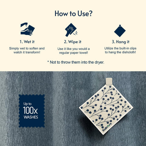 Eulnars dishcloths absorb spills up to 20x their weight.