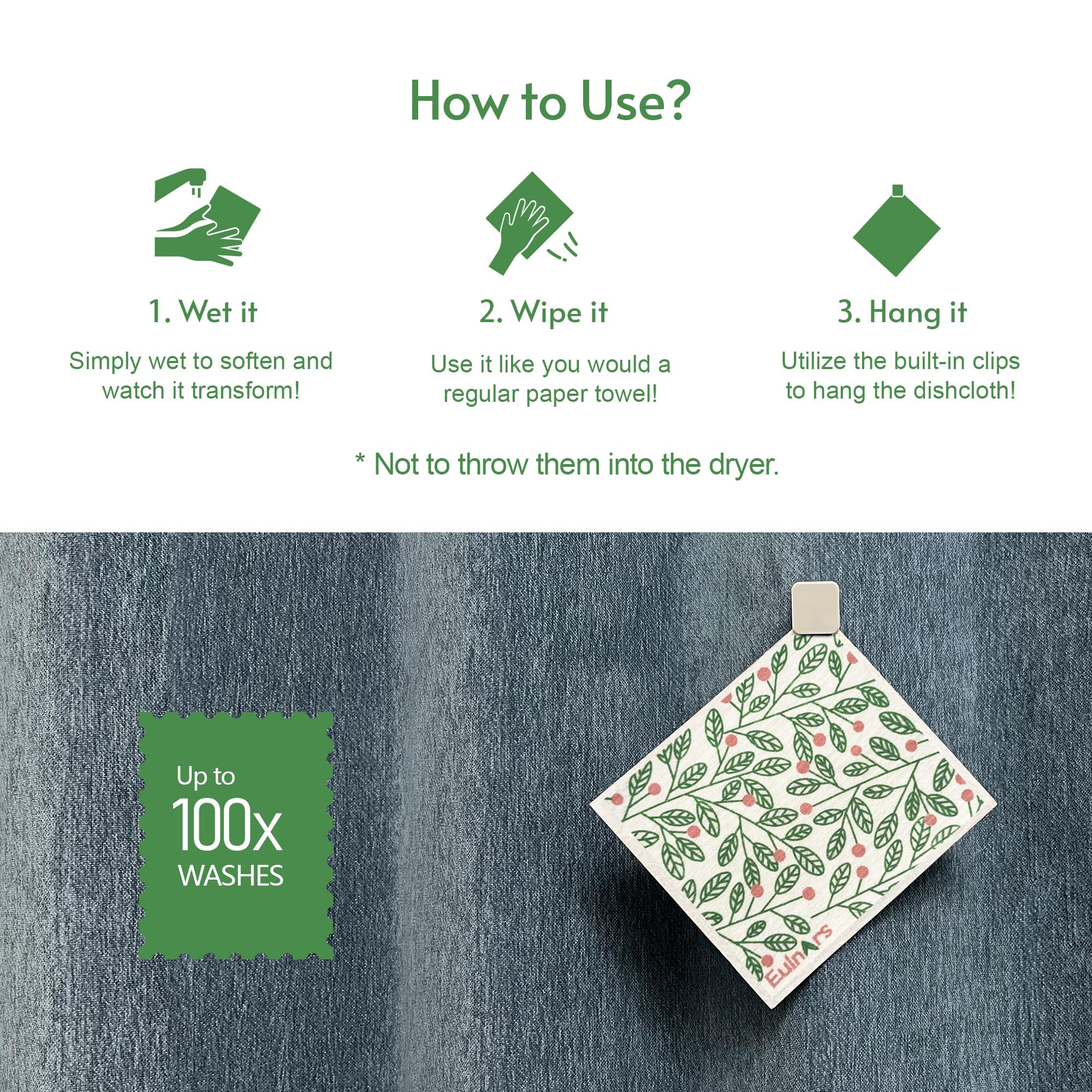 Eulnars reusable dishcloths replace disposable towels with long life