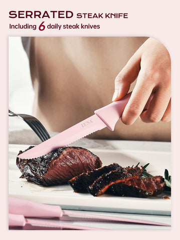 EUNA transparent acrylic knife block displaying knives neatly for organized storage.