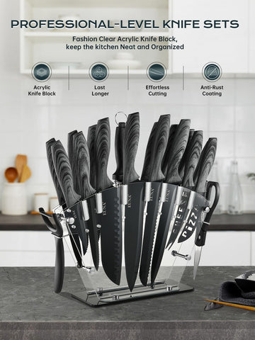 Dishwasher-safe EUNA knife set simplifies cleaning and upkeep.