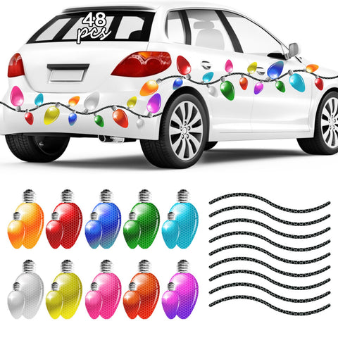 euoloar car reflective bulbs magnets pack on car for festive mood and nighttime visibility