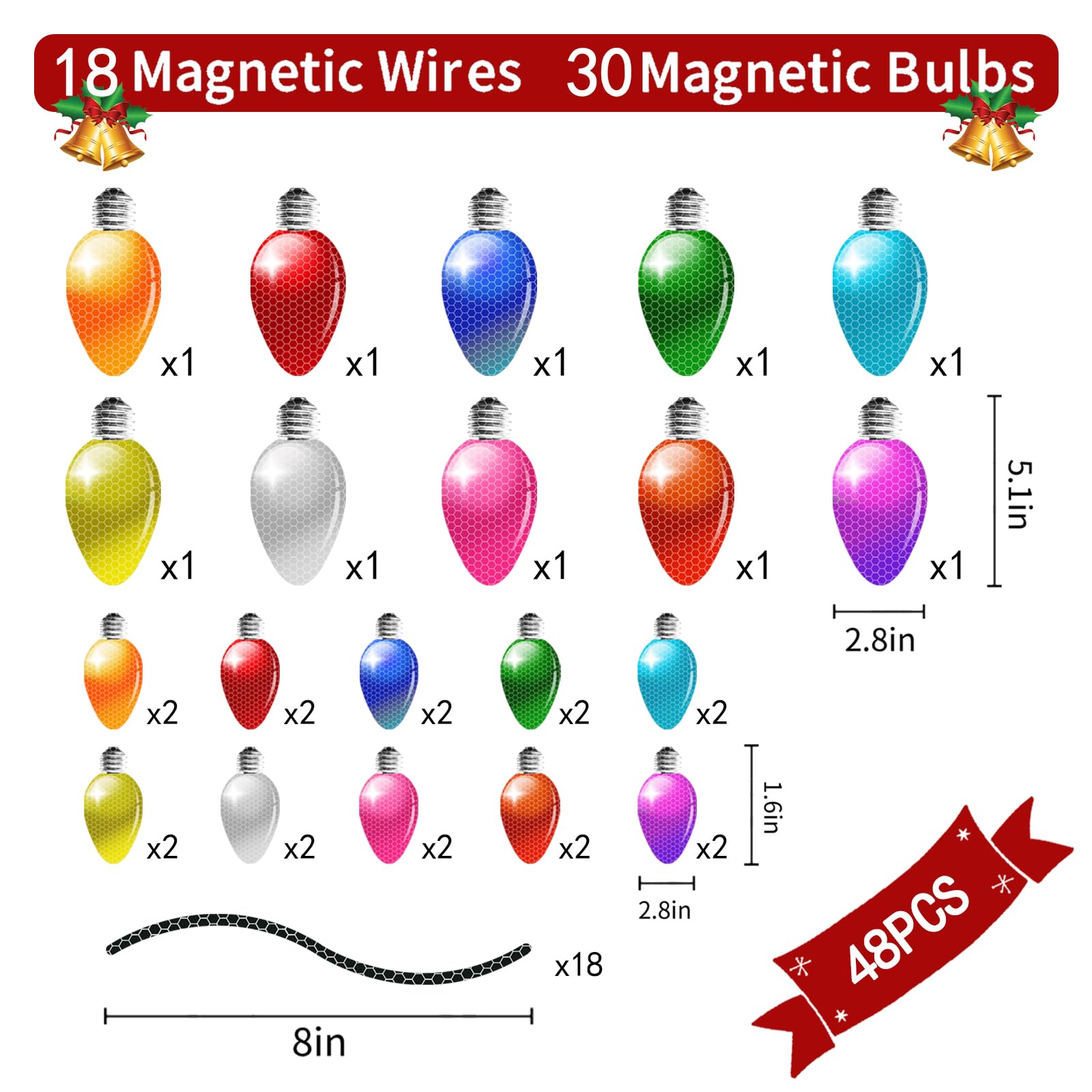 euoloar large bulb magnets 10-color set bright accents for holiday decor