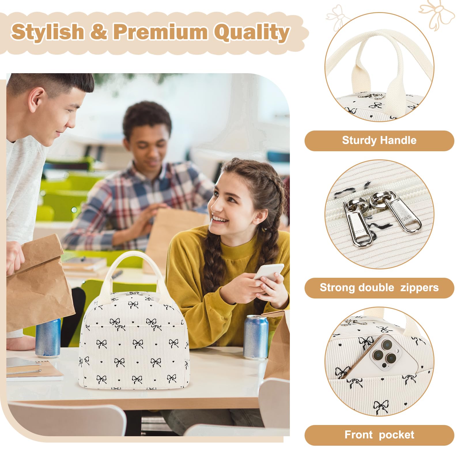 EurCross corduroy lunch bag with aluminum liner maintains temperature efficiently.