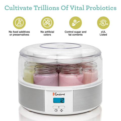 Euro Cuisine YMX650 dishwasher-safe jars simplify cleanup after yogurt crafting