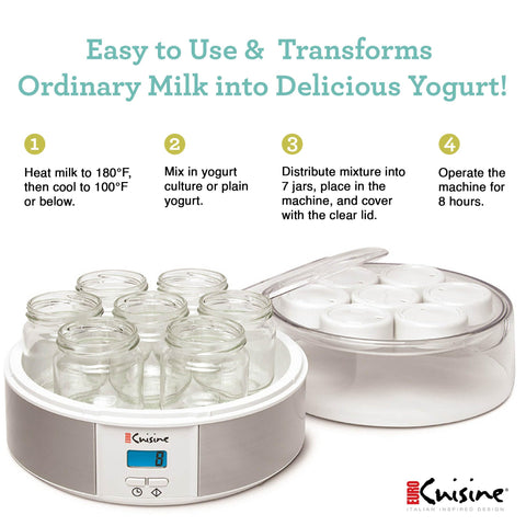 Euro Cuisine YMX650 jar set with 6 oz glass jars for easy storage