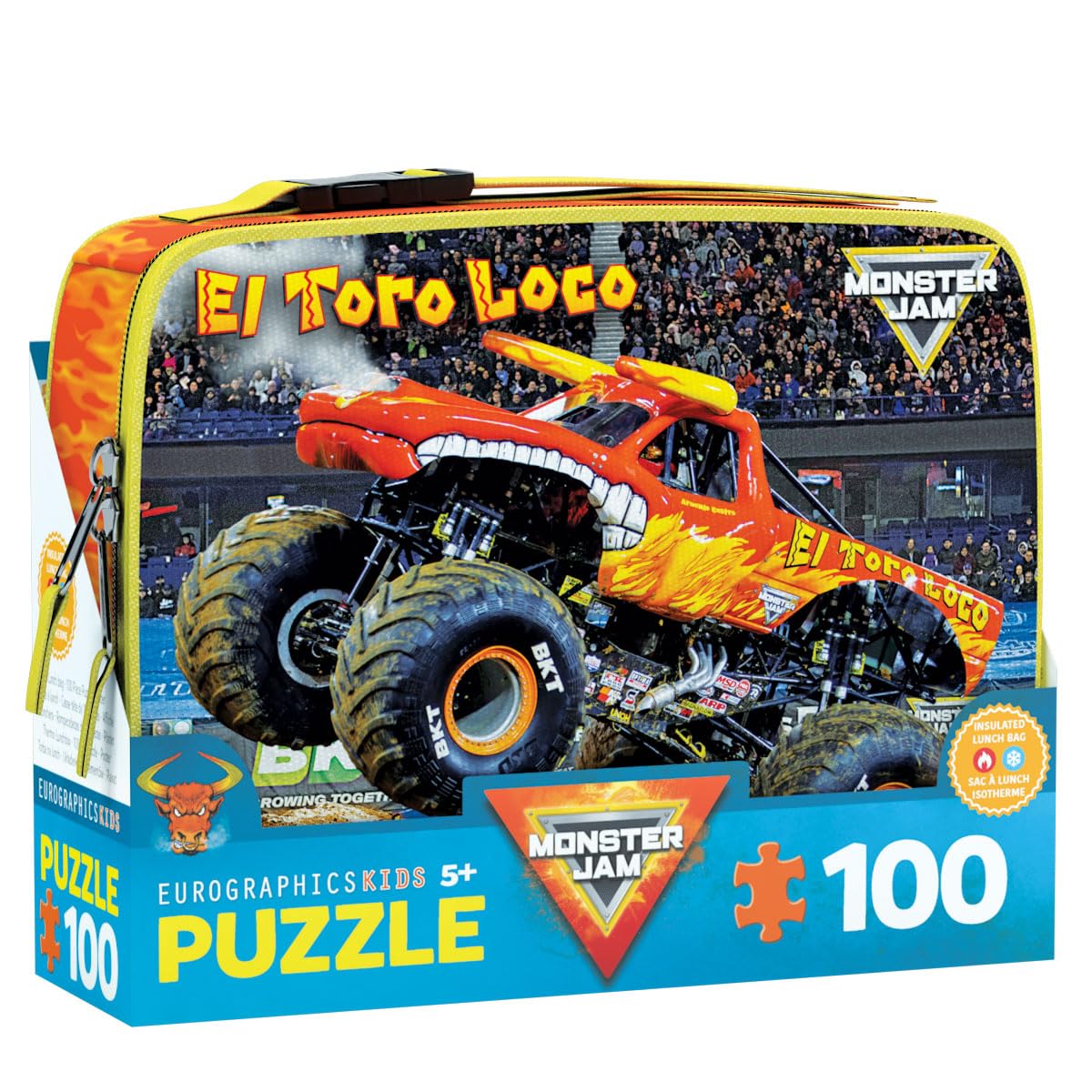 EuroGraphics MJ El Toro Loco lunch bag front view with durable blueboard core.