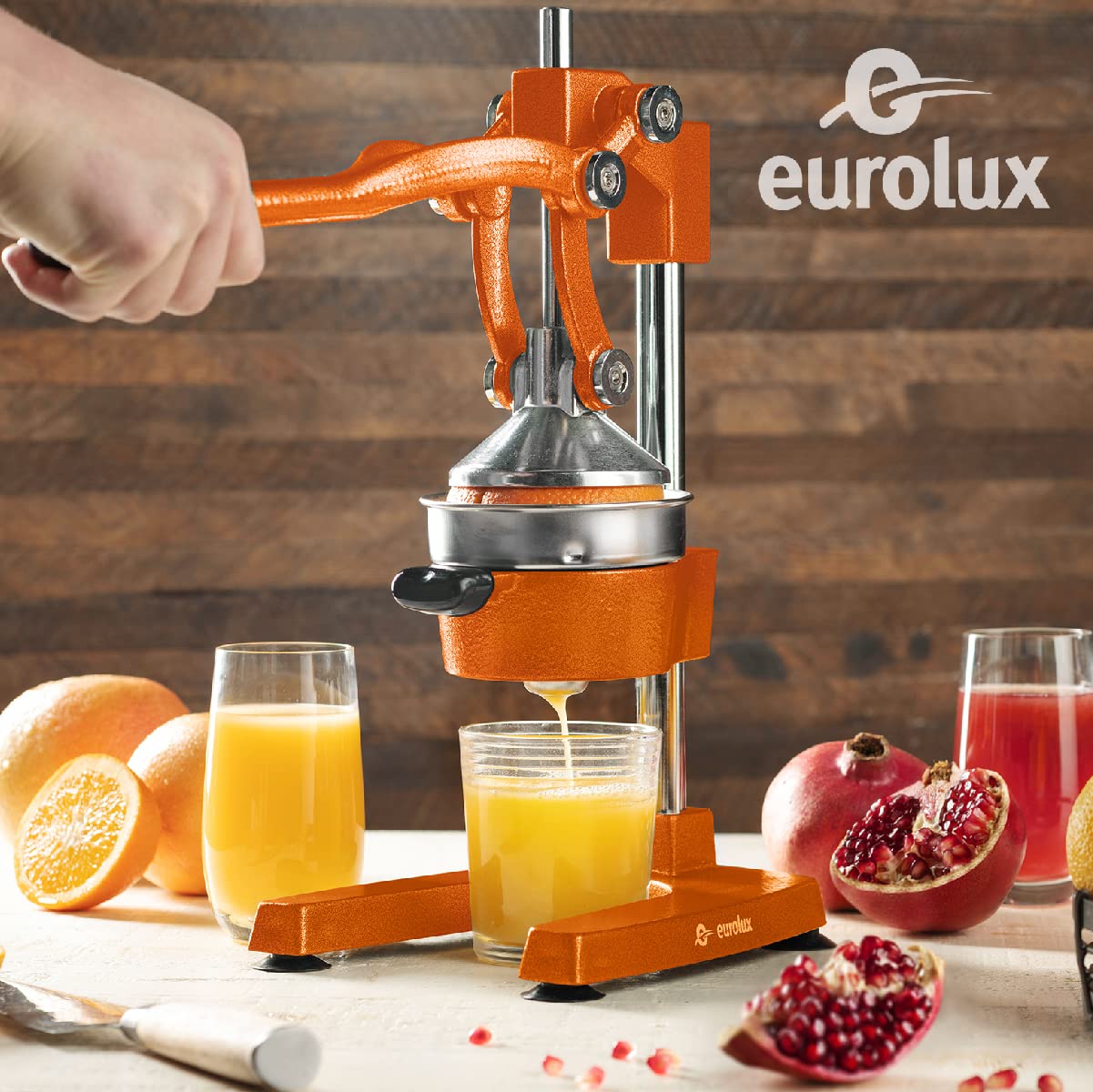 Eurolux cast iron press design provides reliable stability on the countertop.