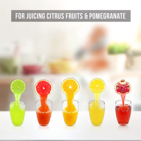 Eurolux cast iron juicer in use demonstrates efficient manual citrus pressing.