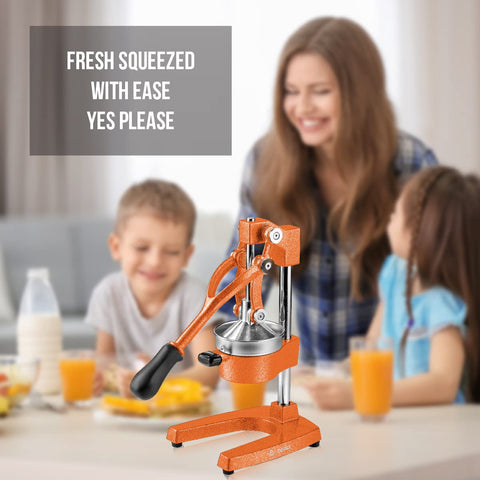 Eurolux juicer suction feet stabilize on counter for secure operation.