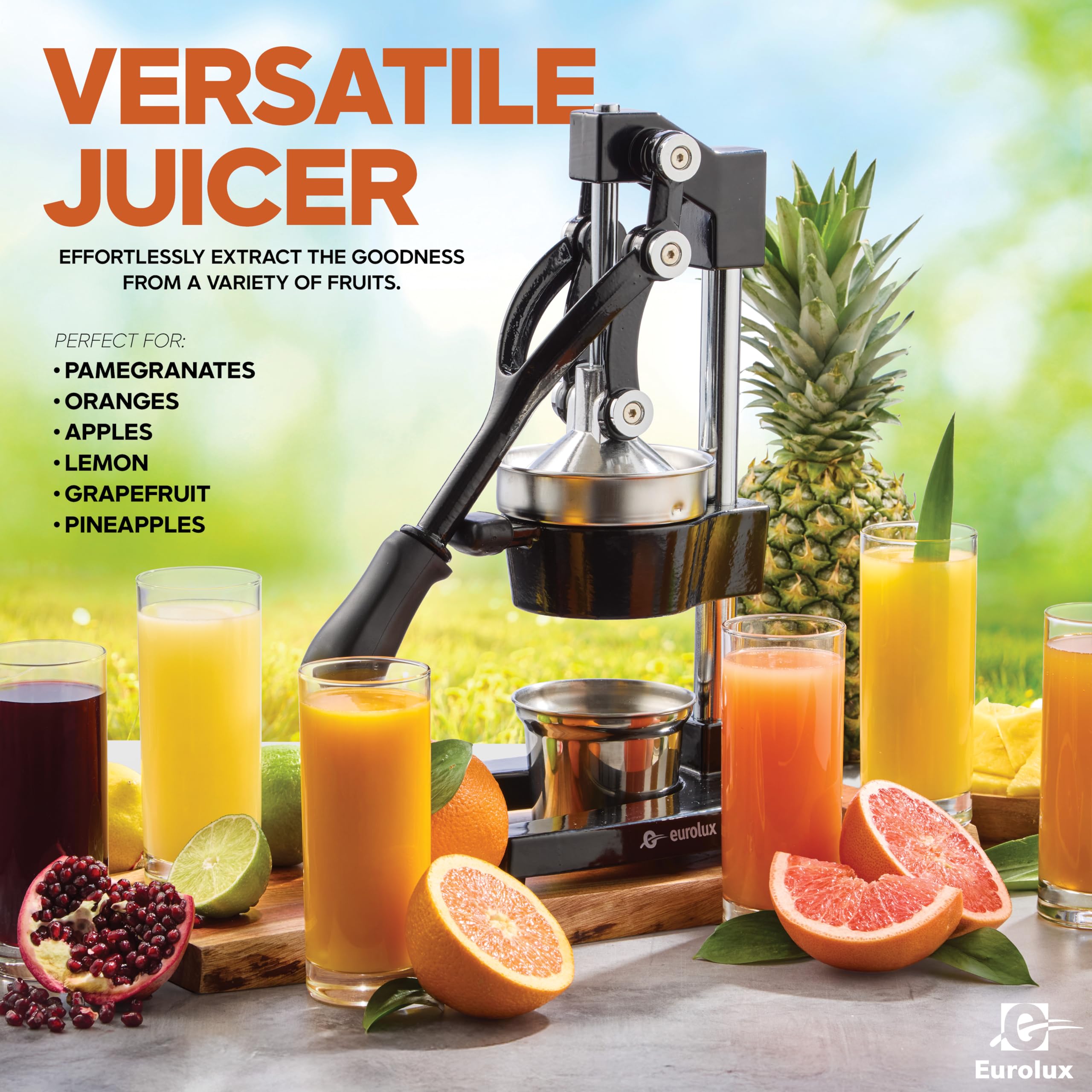 Eurolux juicer parts are dishwasher-safe for easy cleanup.