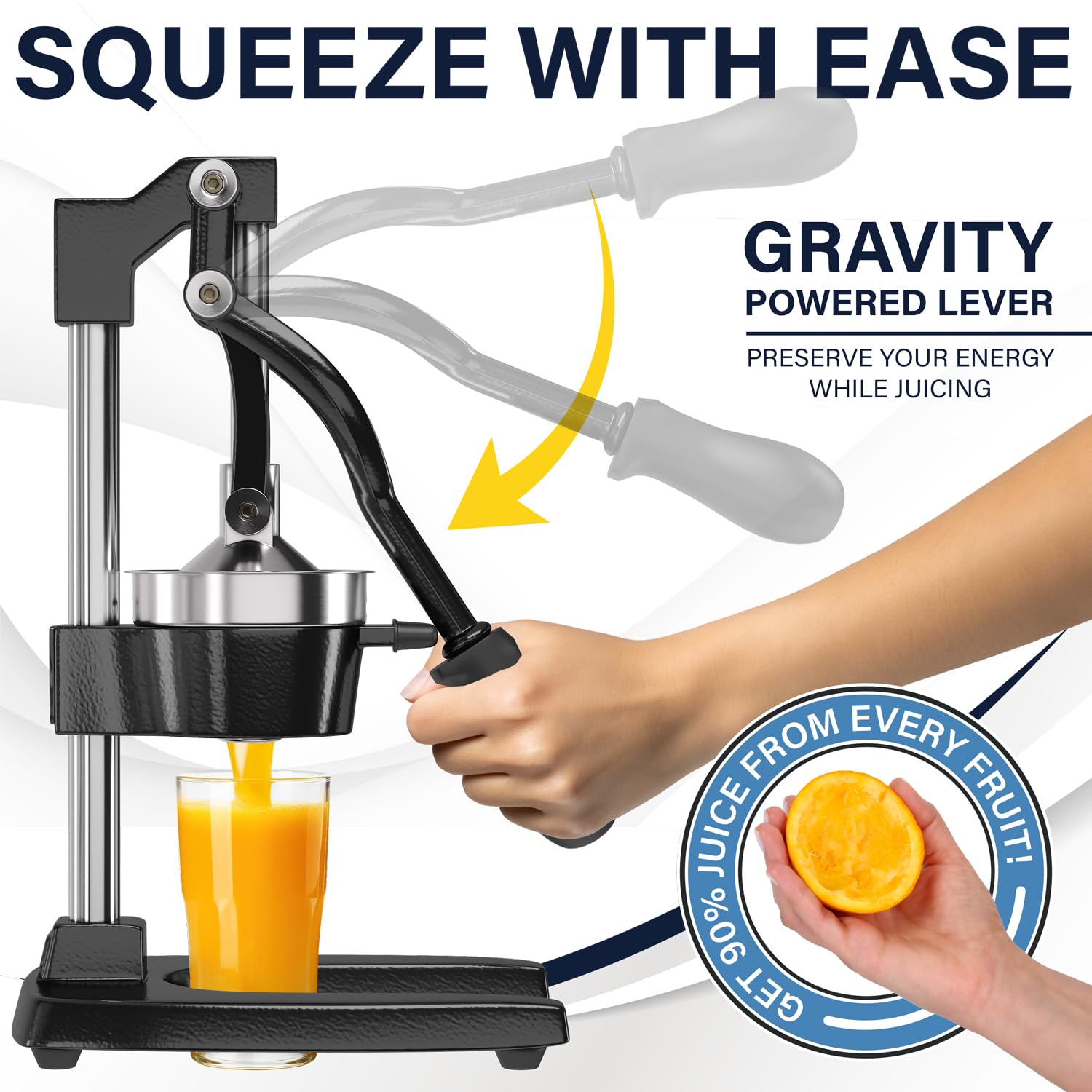 Eurolux extra-large juicer bowl supports large citrus halves.