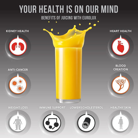 Eurolux stainless steel cup included for mess-free juice collection