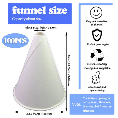Euslbak 6oz paper oil funnel ideal for cars and kitchens.