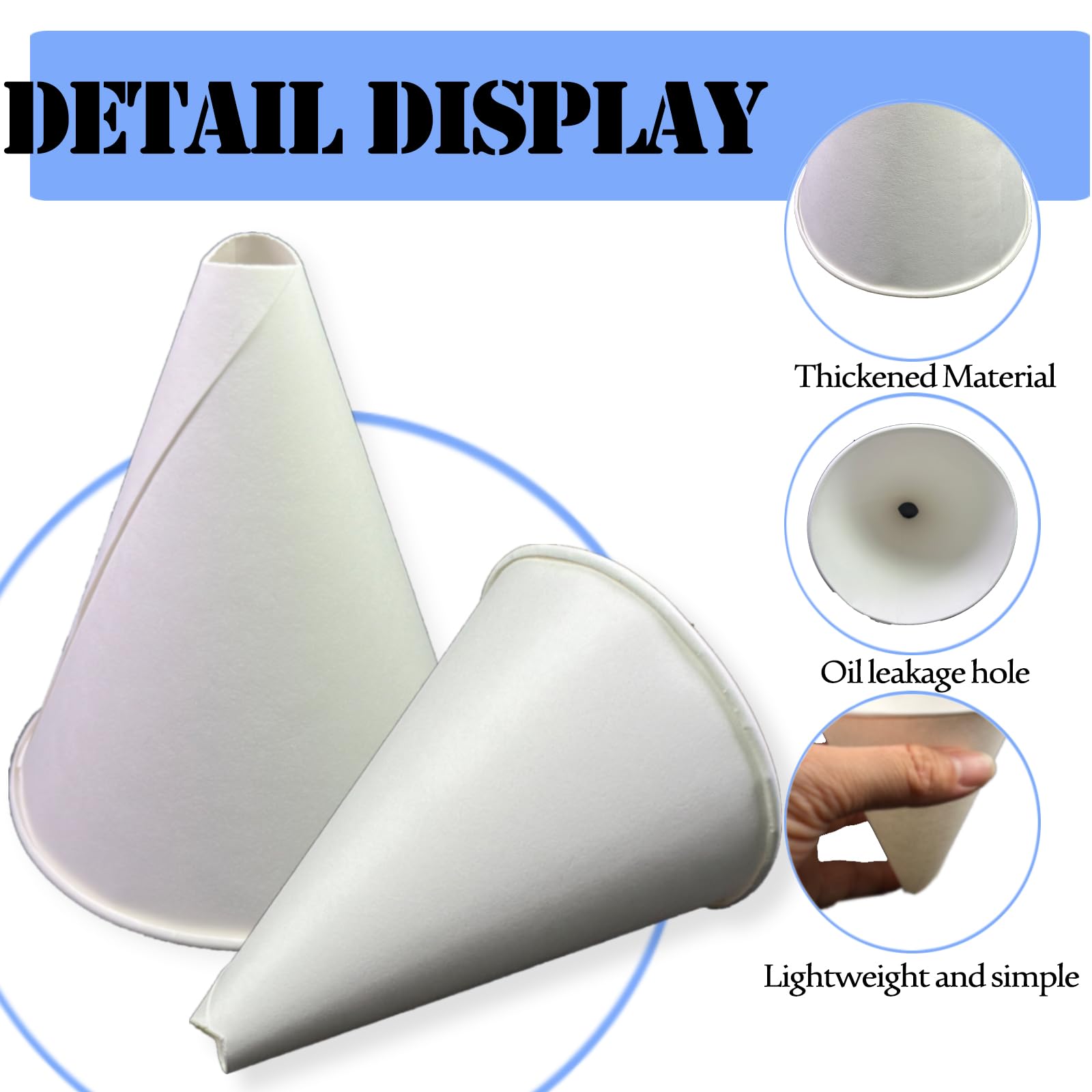 Euslbak disposable paper funnel for auto oil fills, minimizing mess.