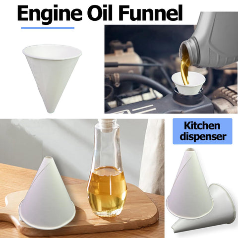 Euslbak paper funnels for dispensers showcase recyclable material and spill control.
