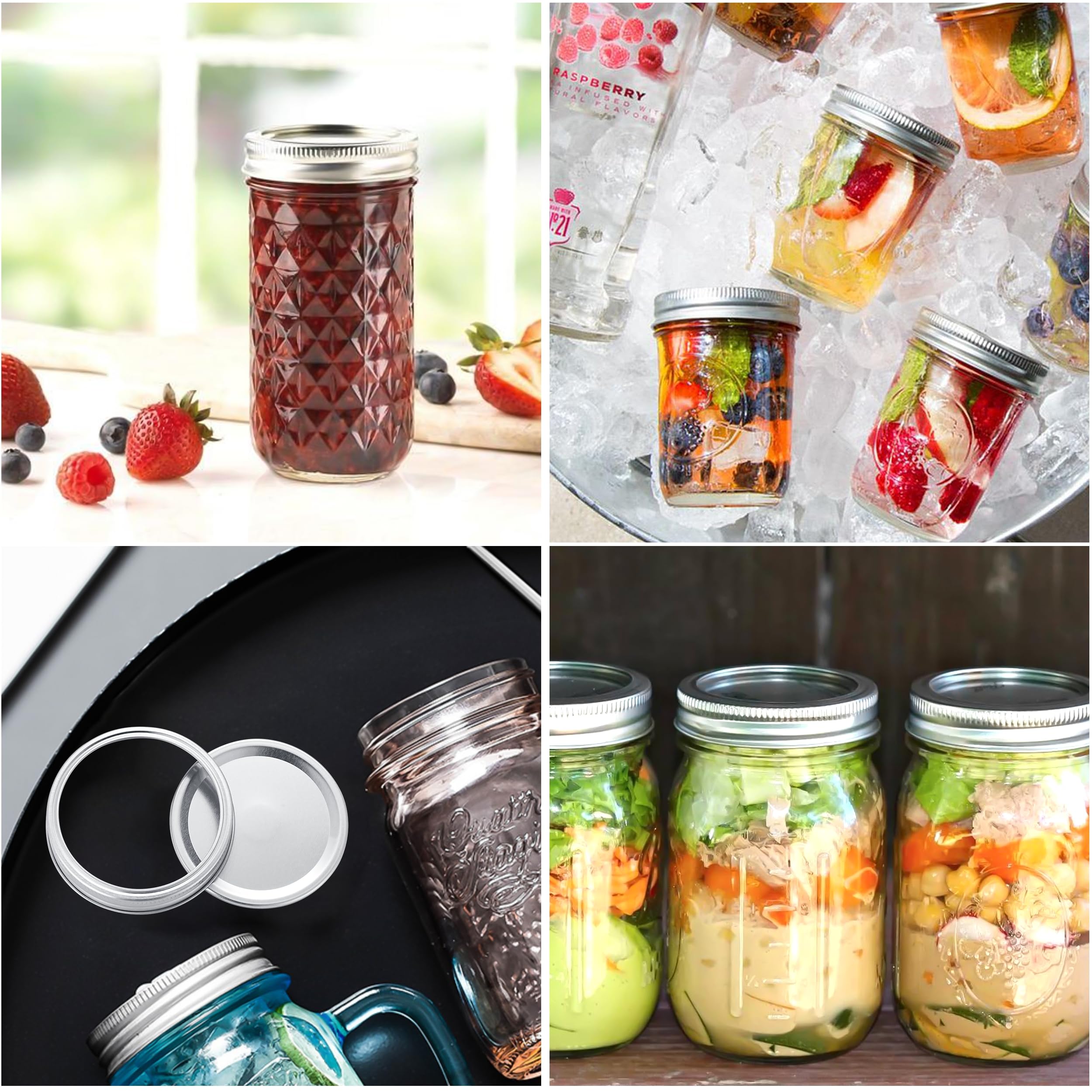 EvaHab storage-friendly lids and rings stacked neatly for pantry organization