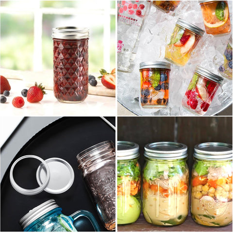 EvaHab storage-friendly lids and rings stacked neatly for pantry organization