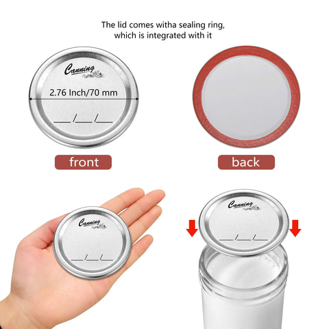 EvaHab split-type metal lid offers universal fit for standard jars.