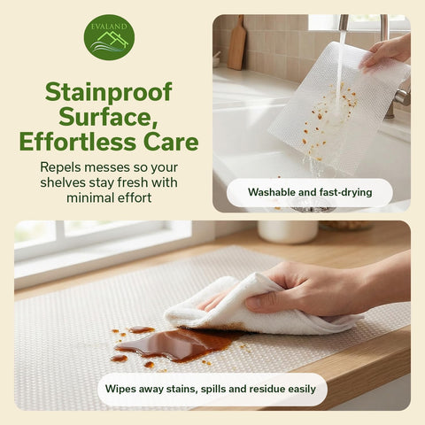EVALAND washable liner keeps bathroom cabinets clean and tidy.