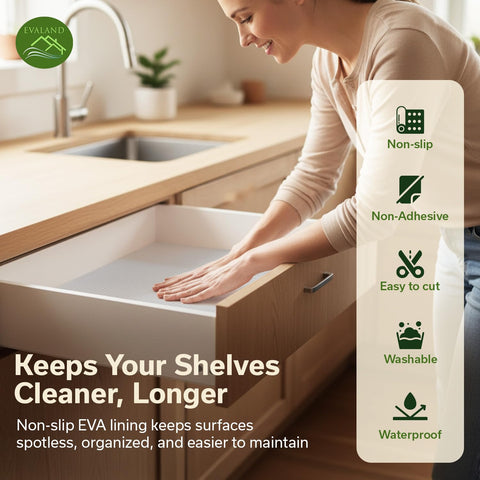 EVALAND cabinet mat made from BPA-free EVA protects surfaces.