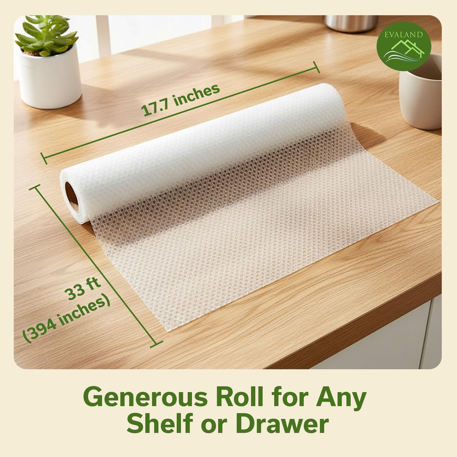 EVALAND pantry liner trim-to-fit helps create custom storage.