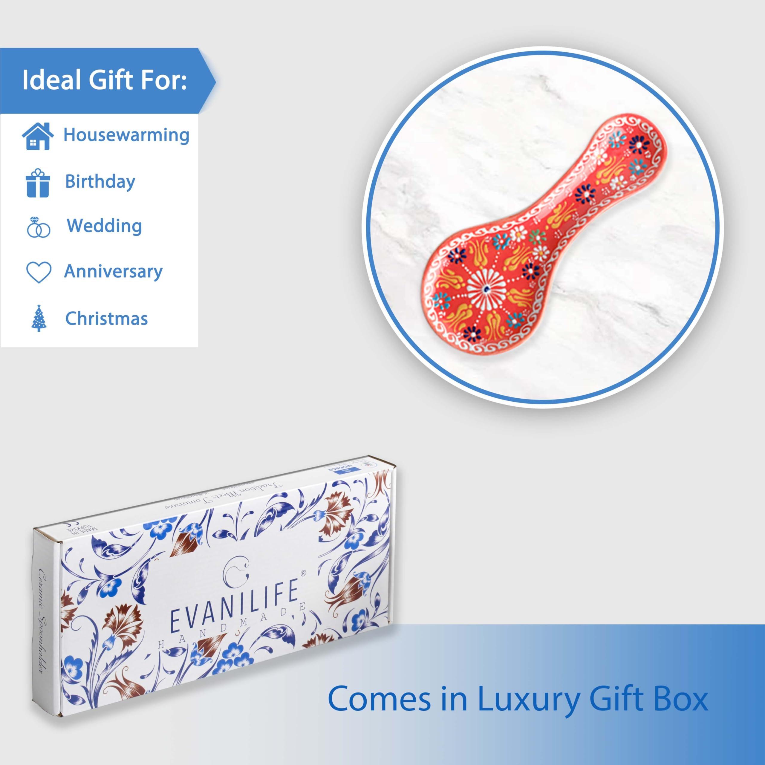 Evanilife gift-ready spoon rest in luxury box for housewarming.