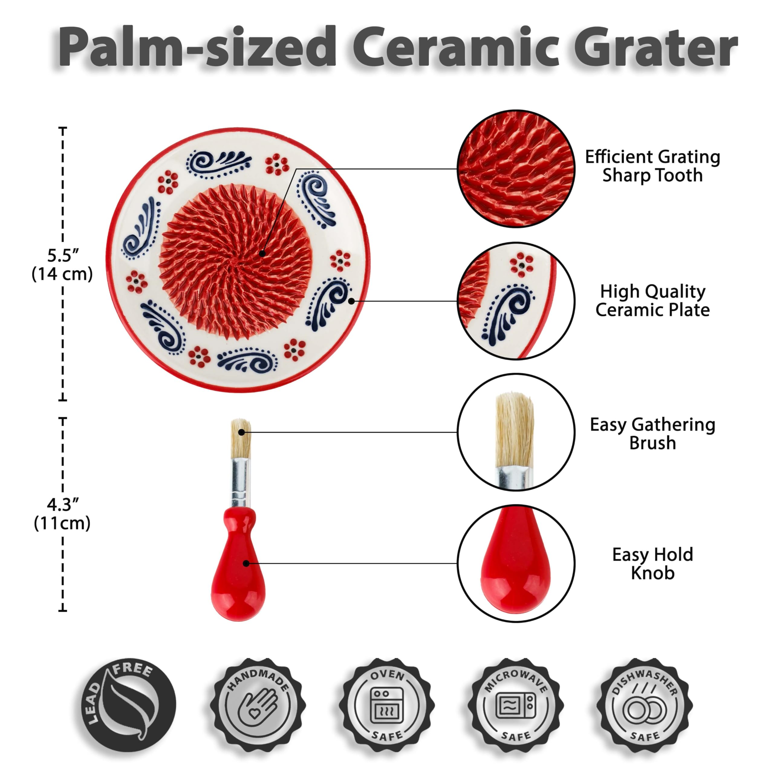 EVANILIFE handmade ceramic grater close-up highlights unique glaze and craft.