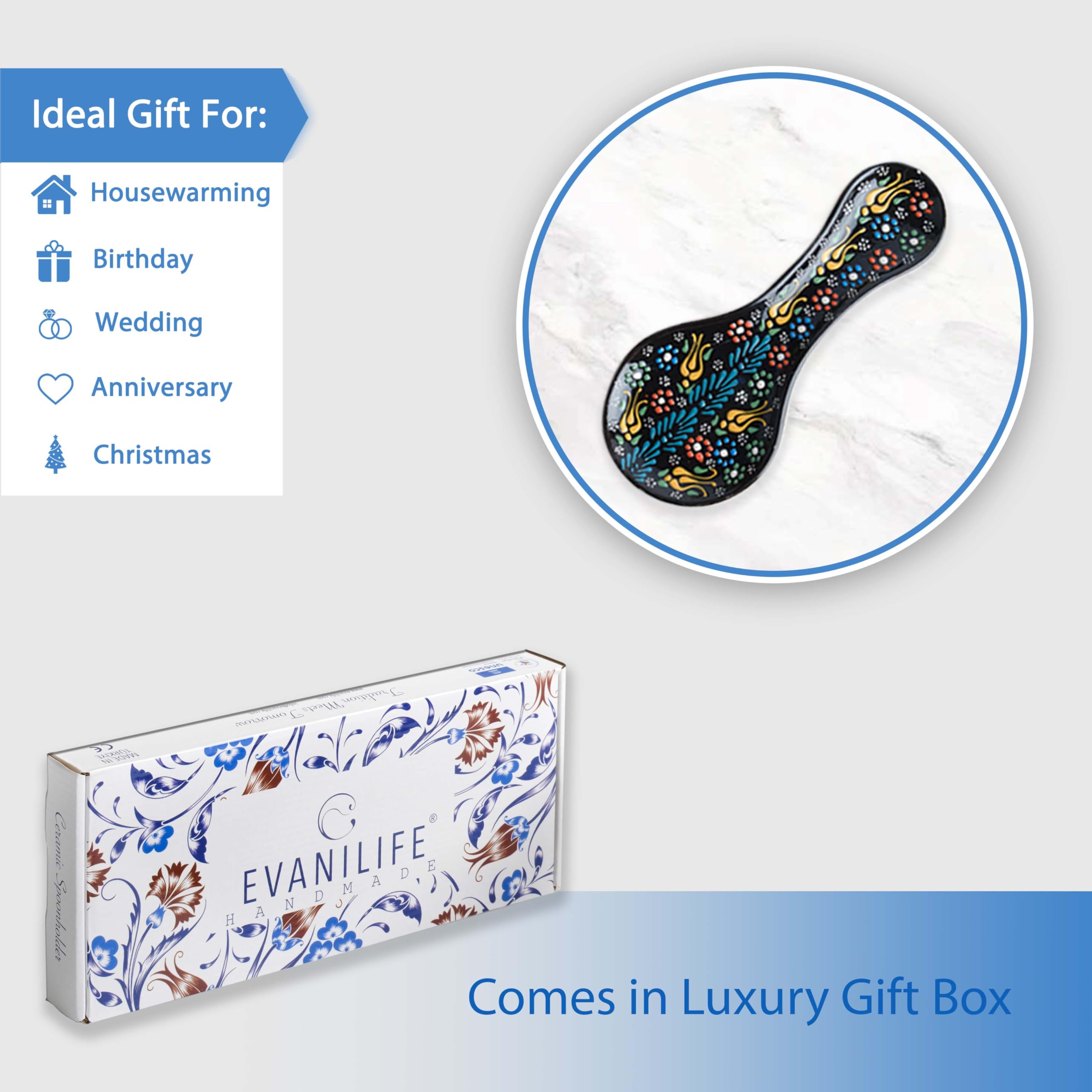 EVANILIFE spoon rest in luxury gift box suitable for housewarmings.
