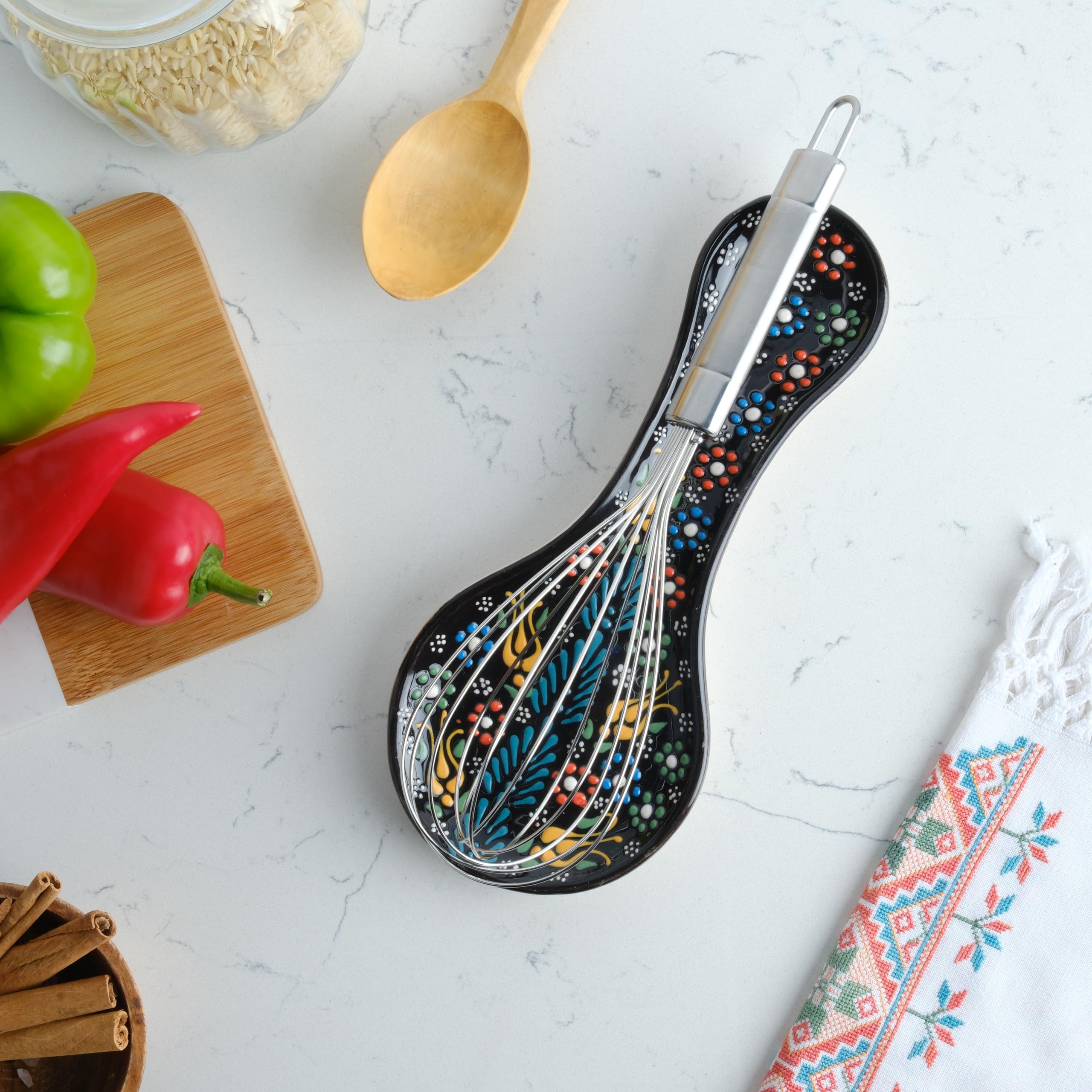 EVANILIFE spoon rest accommodates spoons and spatulas for clutter-free prep.