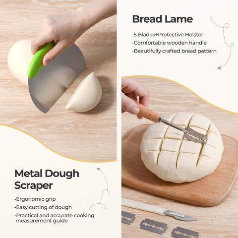 EvanMader dough scraper for precise cuts and easy dough transfer.