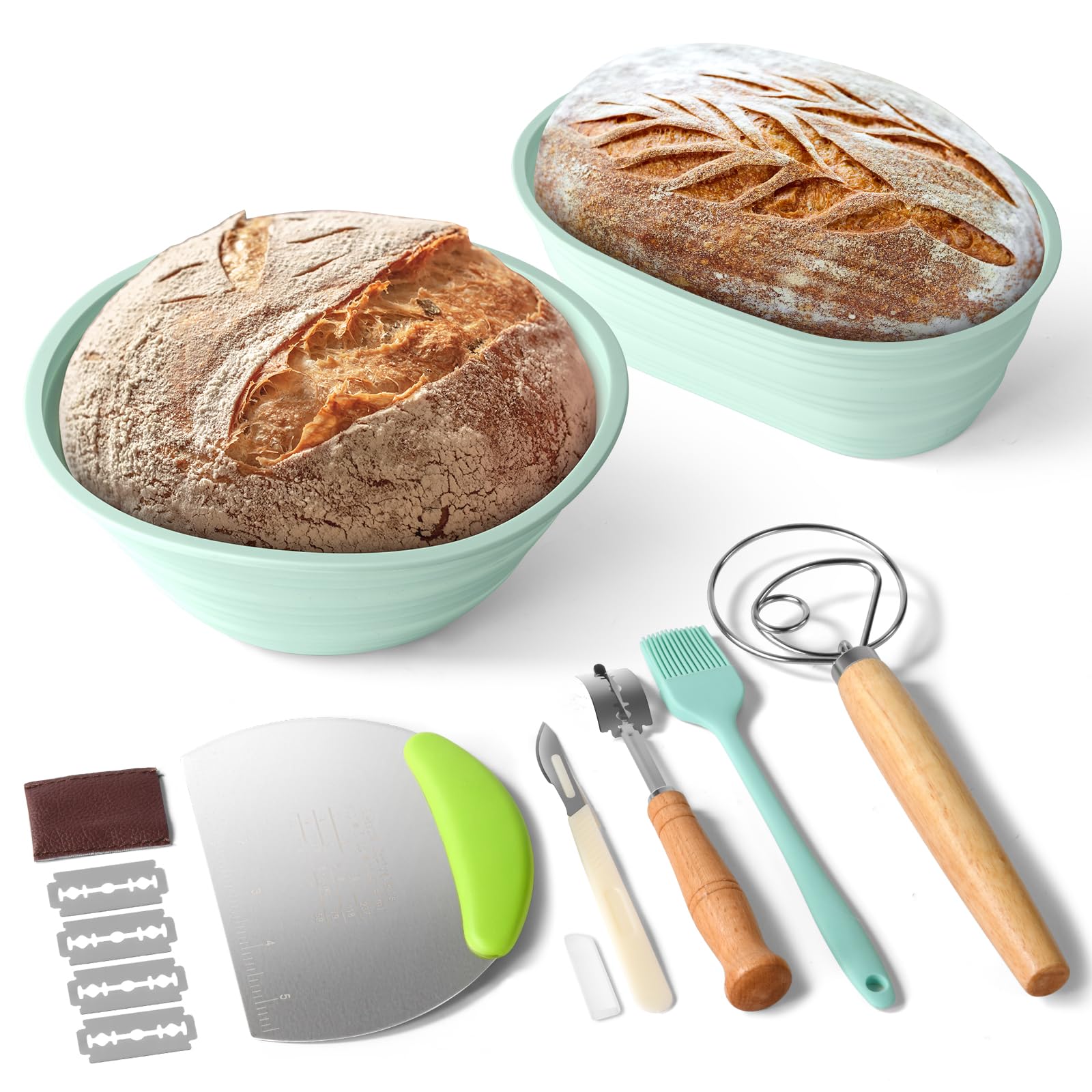EvanMader silicone banneton round 9-inch with non-stick surface for easy dough release.