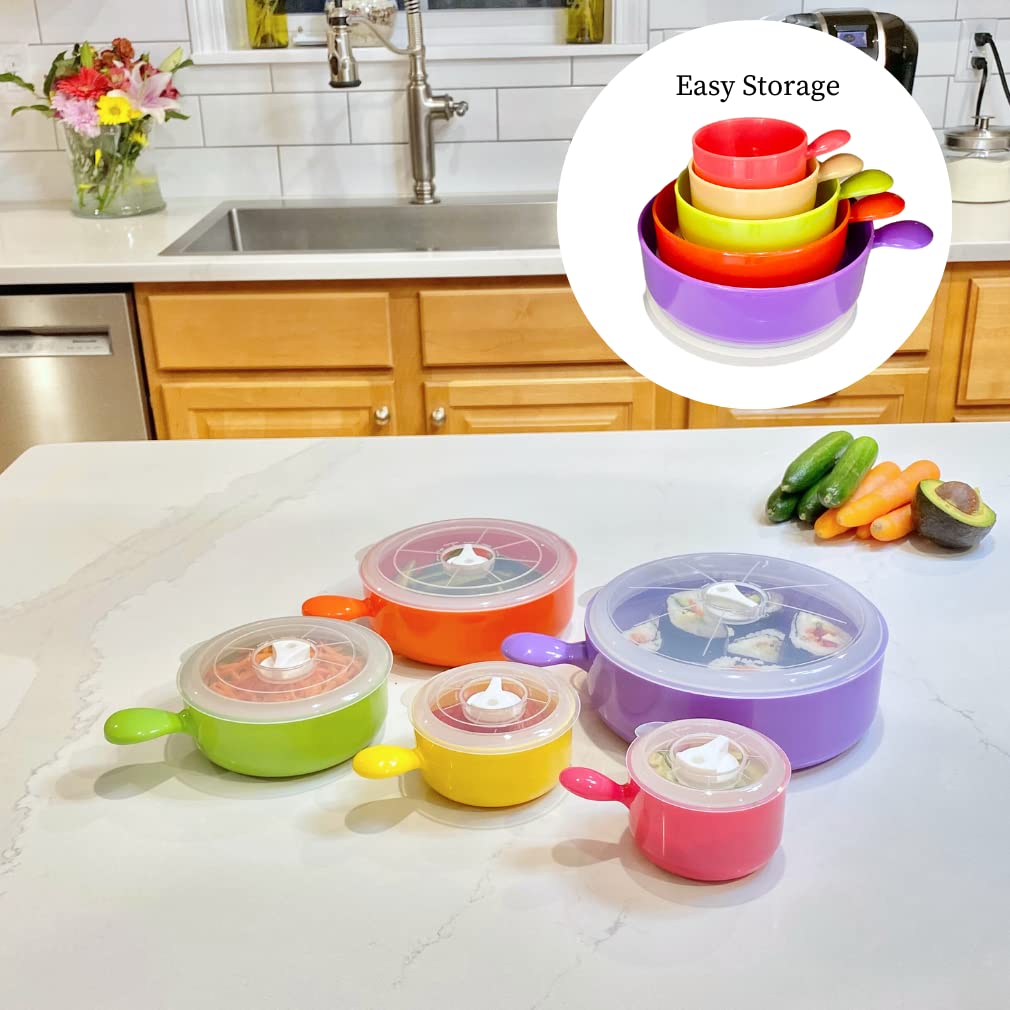 Evelots bowls come in different sizes for snacks, lunches, and leftovers.
