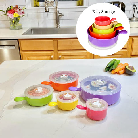 Evelots bowls come in different sizes for snacks, lunches, and leftovers.