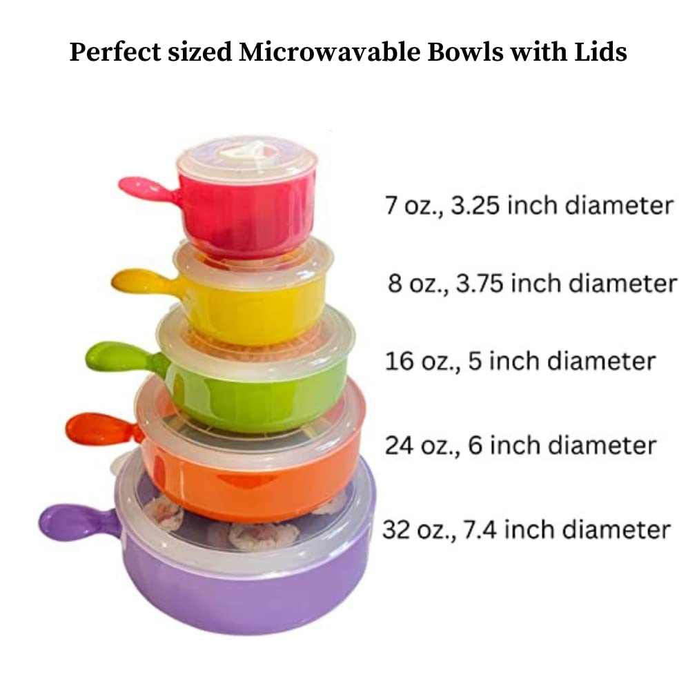 Evelots vented lids on bowls help lock in freshness and vent steam safely.