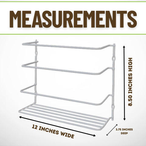 Evelots compact dimensions fit on cabinet doors for hidden storage.
