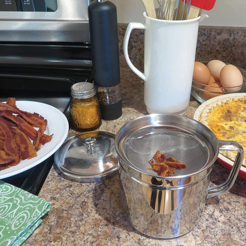 Evelots dishwasher-safe grease keeper for simple kitchen cleanup