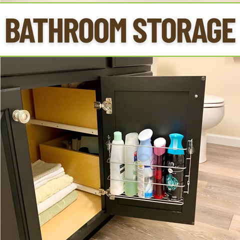 Evelots mounts on cabinet doors or walls for versatile organization.