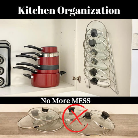 Six-tier design improves pantry organization for quick lid access with Evelots.