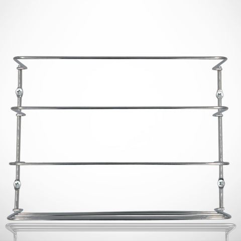 Evelots wrap storage rack for foil and paper keeps kitchen prep organized.
