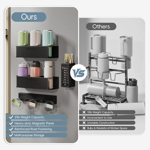 Evemlceol space-saving vertical design frees counter and cabinet space.