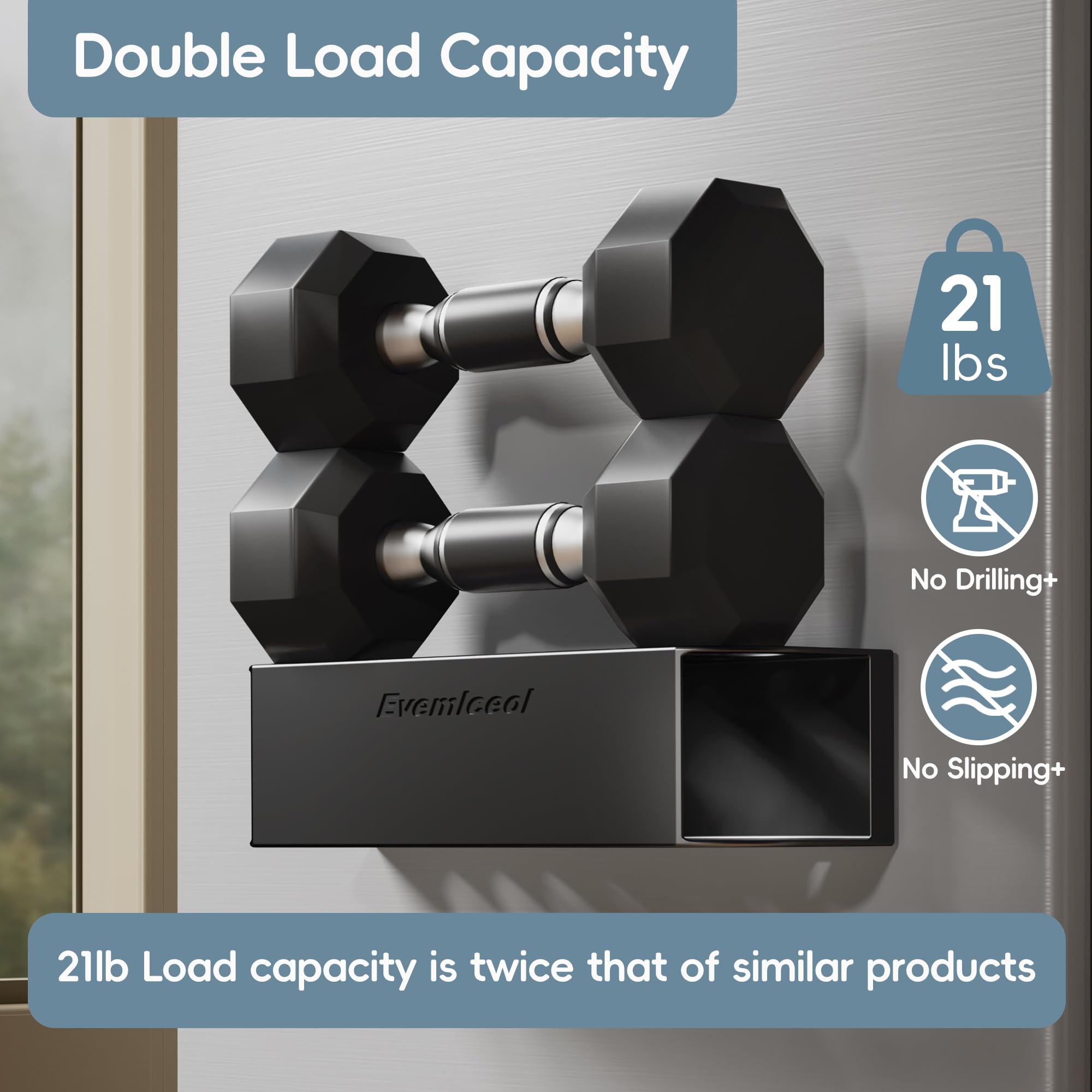 Evemlceol pull-out straw holder demonstrates 9-lb capacity.