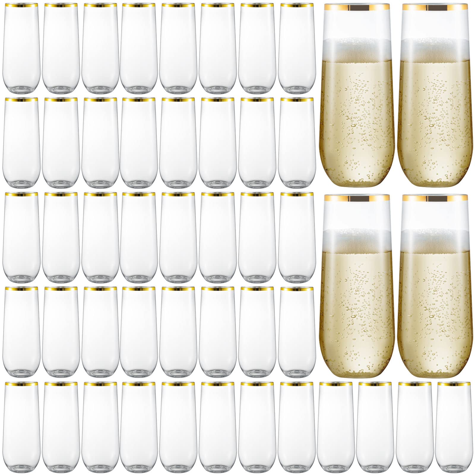 EventPartener 48-pack stemless champagne flutes with gold rim for stylish toasts
