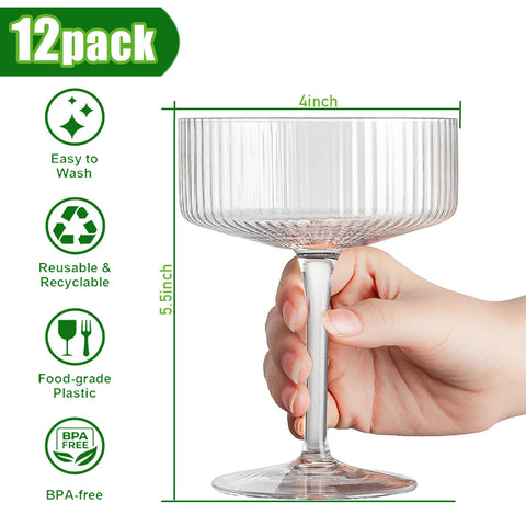 eventpartener unbreakable ribbed coupe glasses prevent breakage outdoors